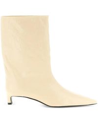 Jil Sander - Craquelé Pointed Leather Ankle Boots - Lyst