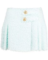 Balmain - Pleated Tweed Mini Skirt - Lyst