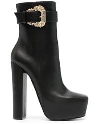Versace - Hurley Black Platform Heeled Ankle Boots - Lyst