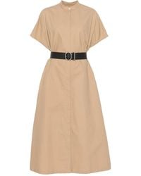 Jil Sander - Vestido Midi Con Cinturón - Lyst