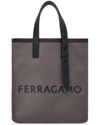 Ferragamo - Logo-plaque Leather Tote Bag - Lyst