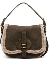 Coccinelle - Shearling-Trim Suede Shoulder Bag - Lyst