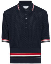 Thom Browne - Float Ripple Stitch Rwb Gestreept Poloshirt - Lyst