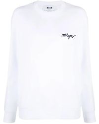 MSGM - Embroidered Logo Sweatshirt - Lyst