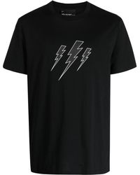 Neil Barrett - Katoenen T-shirt Met Bliksemflitsprint - Lyst