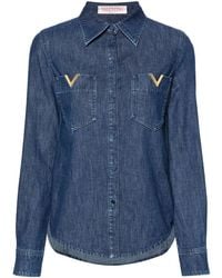 Valentino Garavani - Chemise en jean à plaque logo - Lyst