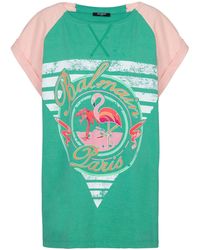 Balmain - Flamingo-print Cotton T-shirt - Lyst
