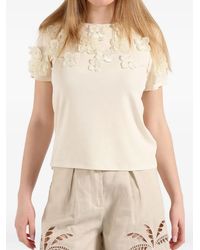 AMOSA - Floral Applique T-Shirt - Lyst