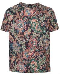 Etro - T-Shirt With Paisley Print - Lyst