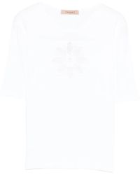 Twinset - Floral-Appliqué T-Shirt - Lyst