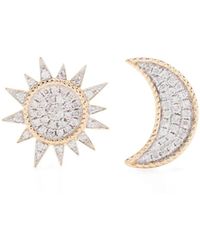 Yvonne Léon - 18Kt Soleil & Lune Diamond Stud Earrings - Lyst