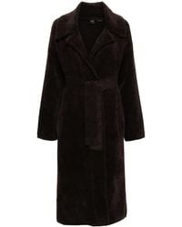 Pinko - Relaxed Silhouette Belted Coat With Classic Collar - Lyst