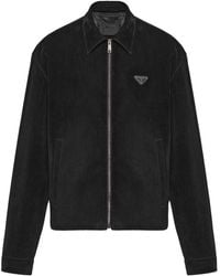 Prada - Black Velvet Logo Appliqué Jacket - Lyst