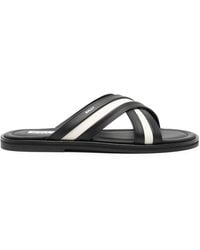 Bally - Striped Leather Slides - Lyst