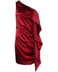 P.A.R.O.S.H. - Robe Courte Asymétrique À Fronces - Lyst