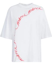 Marni - Wavy Logo Cotton-Jersey T-Shirt - Lyst