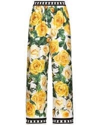 Dolce & Gabbana - Yellow Rose シルク パジャマパンツ - Lyst