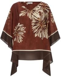 Brunello Cucinelli - Zijden Blouse Met Bloemenprint - Lyst