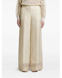 Peserico - Sheer-Panel Wide-Leg Trousers - Lyst