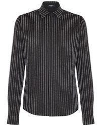 Balmain - Katoenen Overhemd Met Kristallen Streep - Lyst