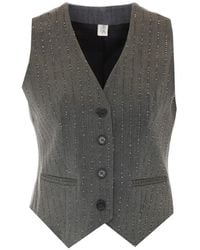 Liu Jo - Strass-Embellished Pinstripe Vest - Lyst
