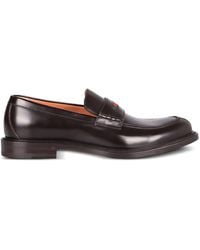 Gucci - Web-Stripe Leather Loafers - Lyst