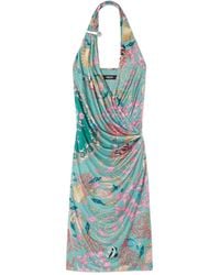 Versace - Midi-Jurk Met Halternek En Schelpenprint - Lyst