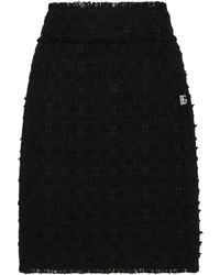 Dolce & Gabbana - Side-slit Rush-stitch Midi Skirt - Lyst