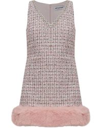 Self-Portrait - Embellished fur-trimmed dress - Lyst
