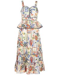 Hunter Bell - Lacey Peplum-Waist Tiered Midi Dress - Lyst