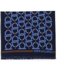 Ferragamo - Gancini-Pattern Fringed Scarf - Lyst