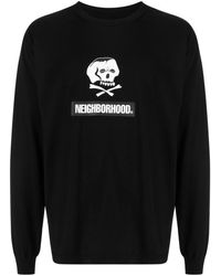 Neighborhood - Skull Langarmshirt mit Logo-Stickerei - Lyst