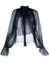 Atu Body Couture - Sheer Pussy-Bow Silk Blouse - Lyst