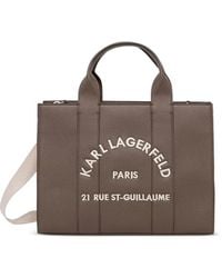 KARL LAGERFELD - Logo-Embroidered Pebbled Tote Bag - Lyst