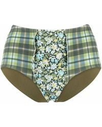 Marysia Swim - Plaid And Floral-Print Bikini Bottoms - Lyst