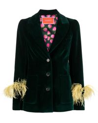 La DoubleJ - Cotton Keaton Feather-Trimmed Blazer - Lyst