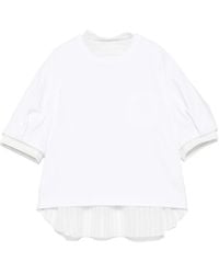 Sacai - T-Shirt Mit Gestreiftem Einsatz - Lyst