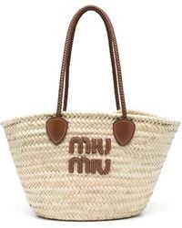 Miu Miu - Handtasche Mit Logo-Patch - Lyst