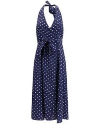 P.A.R.O.S.H. - Polka Dot Halterneck Midi Dress - Lyst
