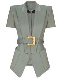 Balmain - Anthem Belted Gabardine Jacket - Lyst
