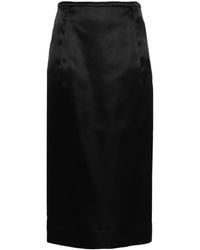 N°21 - Satin Zipped Midi Skirt - Lyst