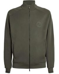 Giorgio Armani - Logo-Embroidered Zip-Up Sweatshirt - Lyst