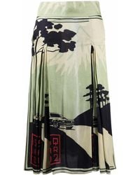 DSquared² - Graphic-Print Box-Pleat Skirt - Lyst