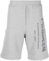 McQueen - Logo Print Bermuda Shorts - Lyst