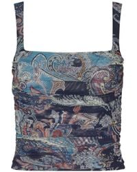 L'Agence - Rasha Shirred Paisley-Print Tank Top - Lyst