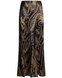 Etro - Silk-Blend Satin Maxi Skirt With Paisley Print - Lyst