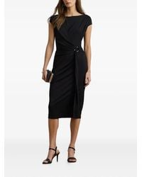Ralph Lauren - Jersey Midi-Jurk Met Kapmouwen En Ring-Afwerking - Lyst
