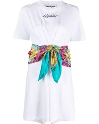 Moschino - Attached-scarf Cotton T-shirt Dress - Lyst