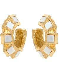 Oscar de la Renta - Square Stone Hoop Earrings - Lyst