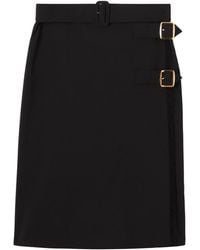 Burberry - Belted Midi Skirt - Lyst